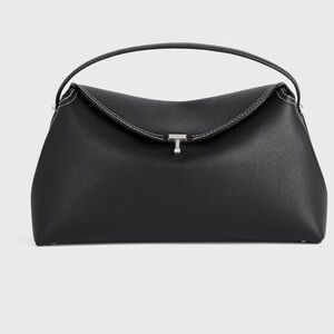 TOTEME T-LOCK Pebble grain top handle bag in black